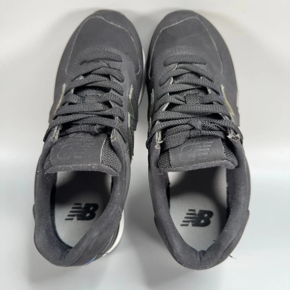 New Balance 574 Womens 6 B Casual Sneaker Black Iridescent Low Lace Up Dad Shoes